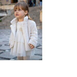 Mayoral Knit Tulle Dress Baby Toddler Girl Cream 36M